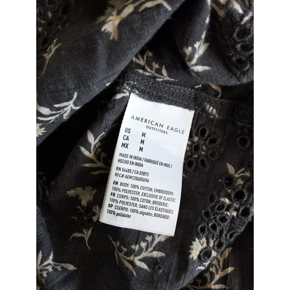 American Eagle M‎ Floral Smocked Top Peplum Eyelet Hem Cottagecore Corquette Y2K